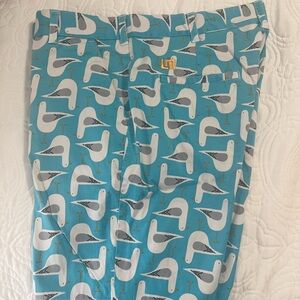 Loudmouth Teal Golf Shorts with Seagull Print